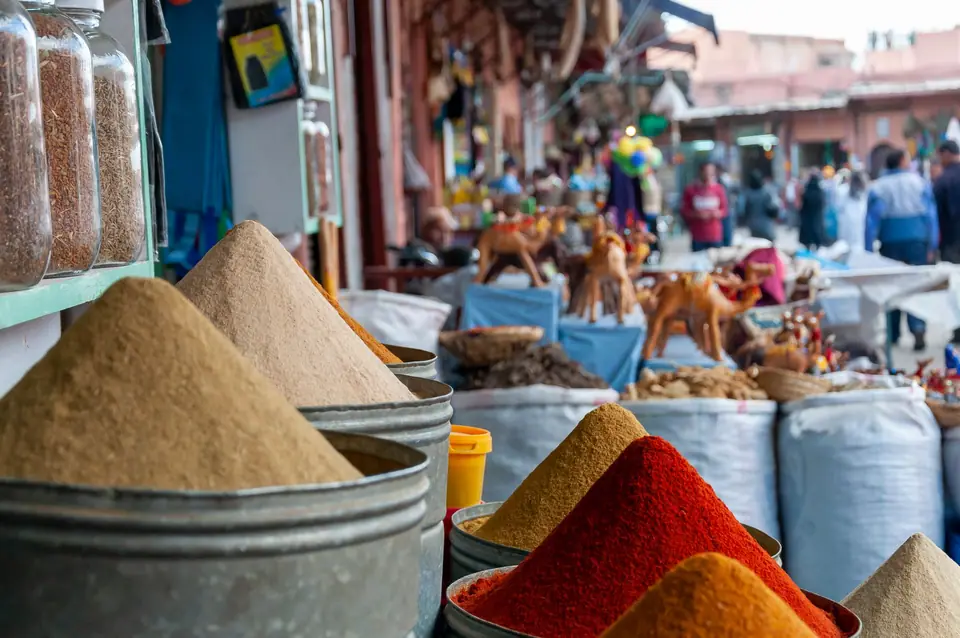 Spice stall in a Marrakesh souk