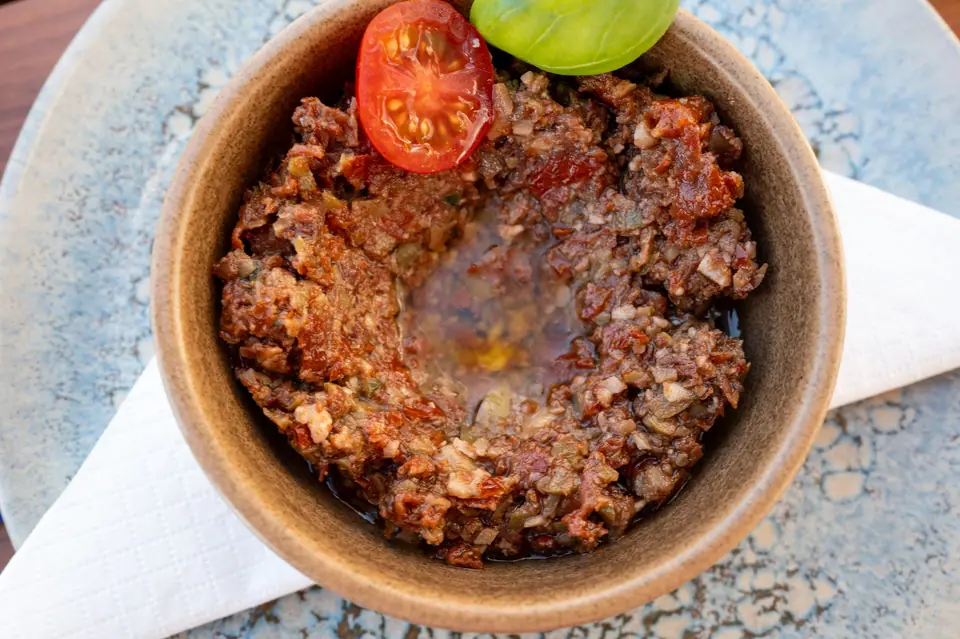 Tapenade in a ceramic bowl